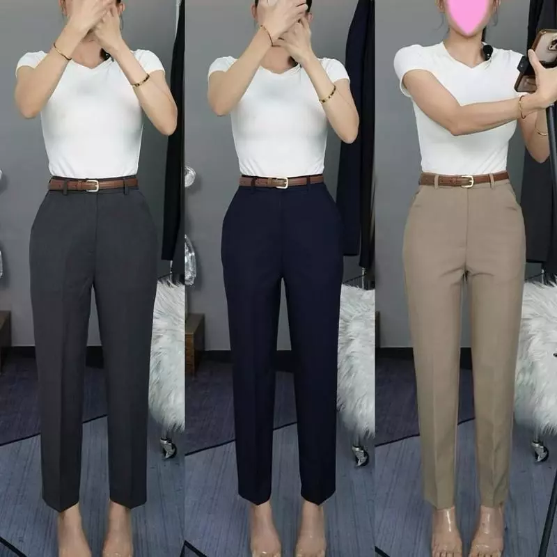 T225 – Quần baggy cotton Hàn cạp cao